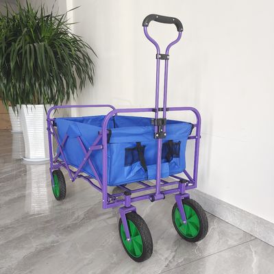 รถเข็นผ้าสองชั้นแคมป์ปิ้ง 8 นิ้ว PVC Wheel รถเข็นมือแบบพกพาเกวียนพับได้