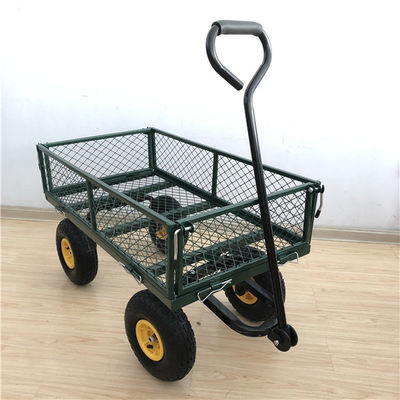 Heavy Duty 50L Garden Mesh Cart Yard Steel Mesh Wagon กลางแจ้งมี 4 ล้อ
