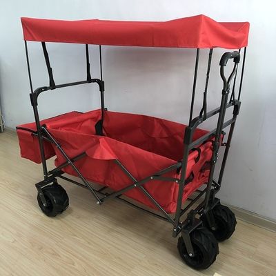 PVC Fabric Large Wagon Utility เกวียนชายหาดแบบพกพาพร้อมฝาปิดสีแดง