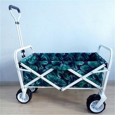 7&quot; PU Wheel Folding Garden Cart Wide Beach Cart Trolley 70กก