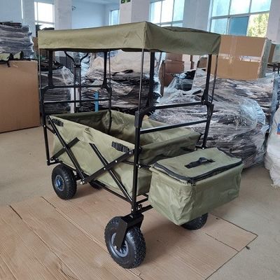 เกวียนพับชายหาด 87 ซม. พร้อมหลังคา รถเข็นชายหาดพับได้ 106 ซม. ผ้า 600D Oxford