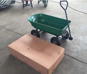 75L Poly Body Garden Dump Cart รถเข็น Poly Dump ความจุขนาดใหญ่พร้อมฟังก์ชั่นการให้ทิป