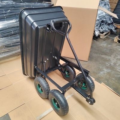 75L Poly Body Garden Dump Cart รถเข็น Poly Dump ความจุขนาดใหญ่พร้อมฟังก์ชั่นการให้ทิป