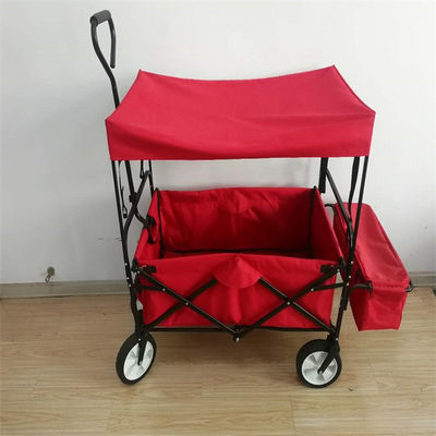 OEM กระเป๋ารถเข็นเกวียนพับได้ Kids Beach Wagon พร้อมหลังคาถอดได้