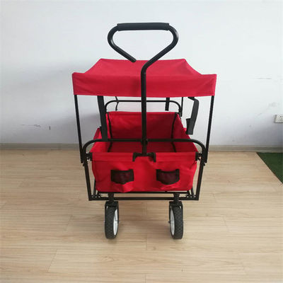 OEM กระเป๋ารถเข็นเกวียนพับได้ Kids Beach Wagon พร้อมหลังคาถอดได้