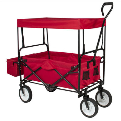 OEM กระเป๋ารถเข็นเกวียนพับได้ Kids Beach Wagon พร้อมหลังคาถอดได้