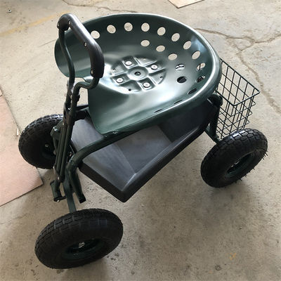 ยูทิลิตี้ Garden Rolling Work Seat Steerable Rolling Garden Seat สี่ล้อ