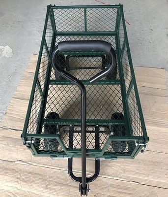 50L Utility Mesh Steel Garden Cart รถกระบะพับได้ พร้อมด้านถอดได้ และล้อขนาด 4.10/3.50-4 นิ้ว
