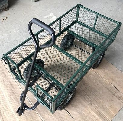 50L Utility Mesh Steel Garden Cart รถกระบะพับได้ พร้อมด้านถอดได้ และล้อขนาด 4.10/3.50-4 นิ้ว