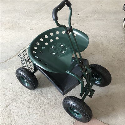 ที่จับปรับได้ Garden Rolling Work Seat รถเข็นเหล็กสำหรับสวนพร้อมพวงมาลัยหมุนได้