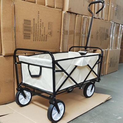 Pvc Wheels Camping Wagon Cart รถเข็นกระเป๋าพับได้พร้อมที่จับเดี่ยวและผ้า
