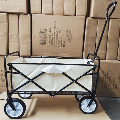 Pvc Wheels Camping Wagon Cart รถเข็นกระเป๋าพับได้พร้อมที่จับเดี่ยวและผ้า