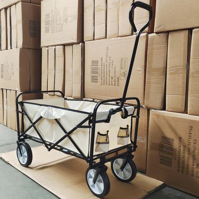 Pvc Wheels Camping Wagon Cart รถเข็นกระเป๋าพับได้พร้อมที่จับเดี่ยวและผ้า