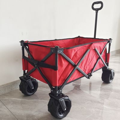 O-Type ปรับจับพับ Wagon Pu ล้อกว้างพับได้ Beach Camping Cart
