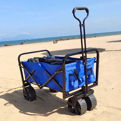 รถเข็นพับได้ล้อ PP กว้างรถเข็นเกวียนชายหาดพับได้ความจุขนาดใหญ่
