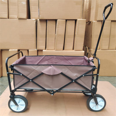 รถเข็นเกวียน PVC 4 ล้อพับได้ปรับแต่งได้สีน้ำตาลทุกทิศทางพับได้
