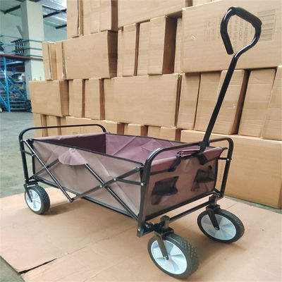 รถเข็นเกวียน PVC 4 ล้อพับได้ปรับแต่งได้สีน้ำตาลทุกทิศทางพับได้