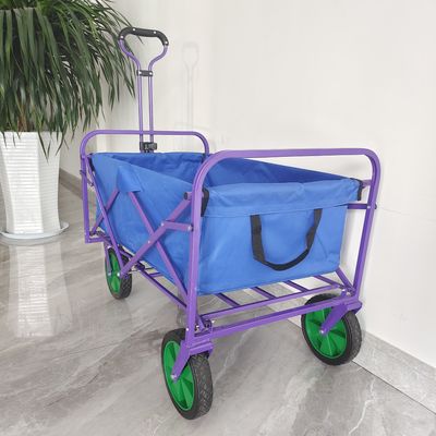 รถเข็นผ้าสองชั้นแคมป์ปิ้ง 8 นิ้ว PVC Wheel รถเข็นมือแบบพกพาเกวียนพับได้