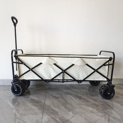 600D Oxford รถเข็นแคมป์ปิ้งพับได้ล้อ PU ปรับพับได้ Beach Wagon Extended Body