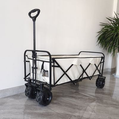 600D Oxford รถเข็นแคมป์ปิ้งพับได้ล้อ PU ปรับพับได้ Beach Wagon Extended Body