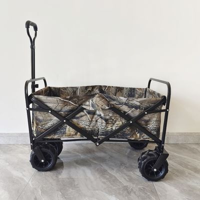 รถเข็นสวนแบบพับได้ Heavy Duty 160LB โหลด 4 ล้อ Camping Beach Trolley